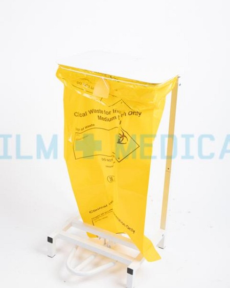 Hospital Waste Bin White with Yellow Bag